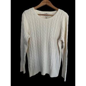 St. John's Bay Women's XL Cream Cableknit Fisherman Sweater